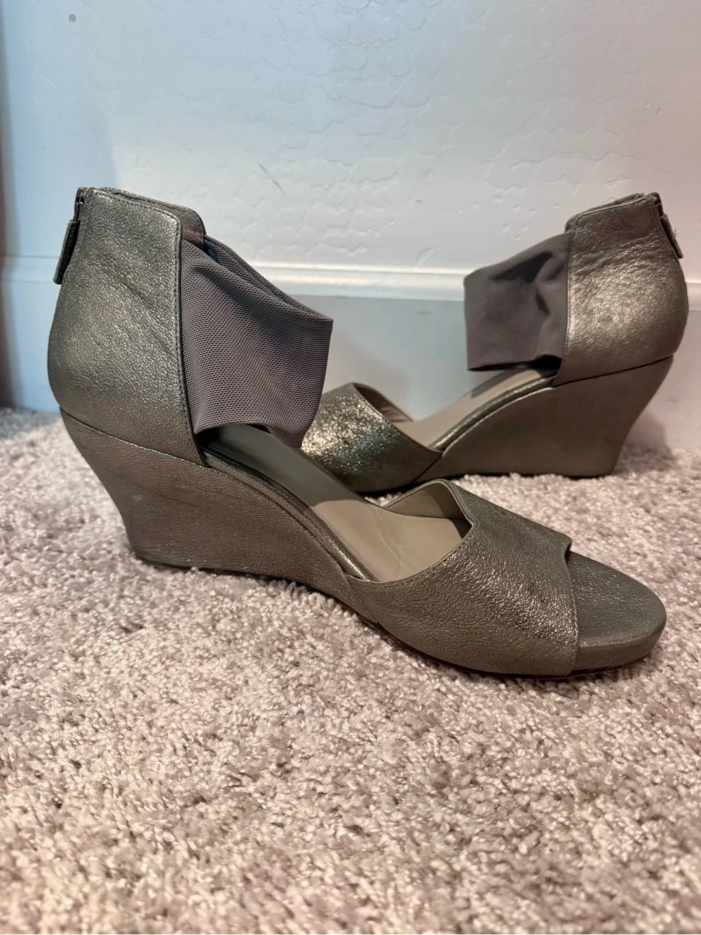 Women’s Black Wedge Sandals with Ankle Wrap